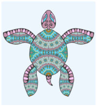 Turquoise Turtle - Coaster - Square Hardboard Design