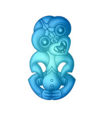 Blue Green Hei Tiki - Womens Crop Tee Design