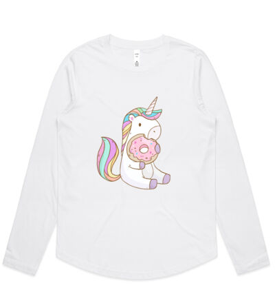 Unicorn and Doughnut - Womens Curve Longsleeve Tee Thumbnail