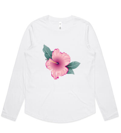 Pink hibiscus - Womens Curve Longsleeve Tee Thumbnail