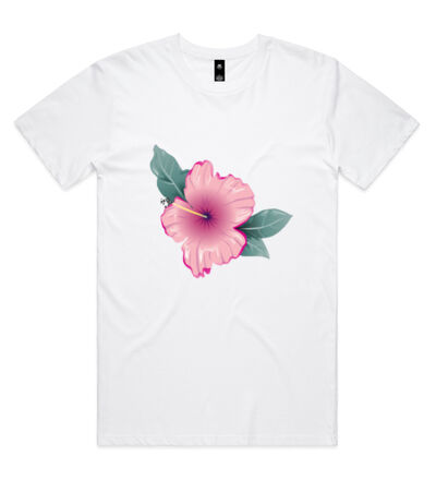 Pink hibiscus - Mens Staple T shirt Thumbnail