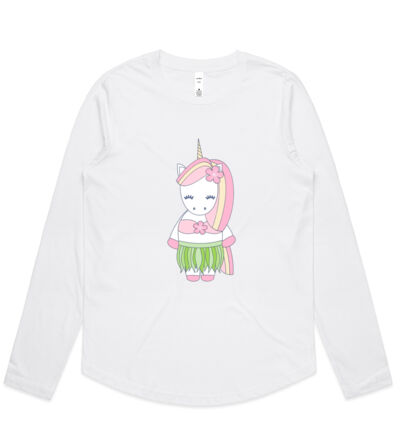 Hula Unicorn - Womens Curve Longsleeve Tee Thumbnail