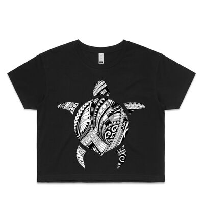 Polynesian Turtle - Womens Crop Tee Thumbnail