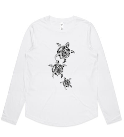Polynesian Turtle Family - Womens Curve Longsleeve Tee Thumbnail