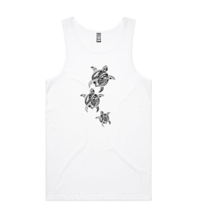 Polynesian Turtle Family - Mens Lowdown Singlet Thumbnail