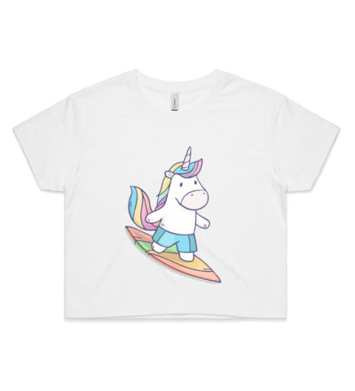 Surfing Unicorn - Womens Crop Tee Thumbnail