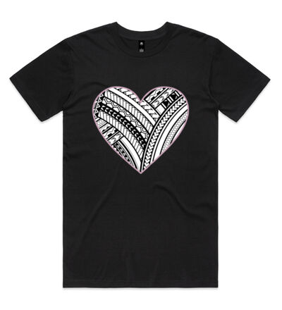 Polynesian heart pink border - Mens Staple T shirt Thumbnail