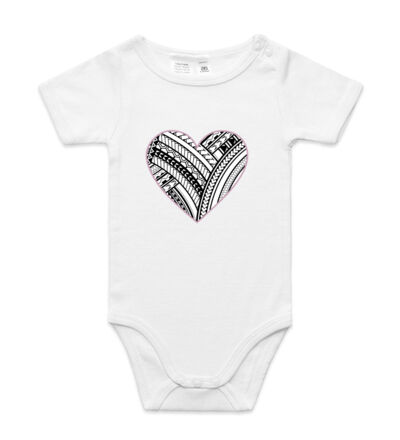 Polynesian heart pink border - Mini-Me One-Piece Thumbnail