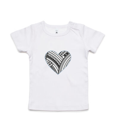 Polynesian heart blue border - Kids Wee Tee Thumbnail