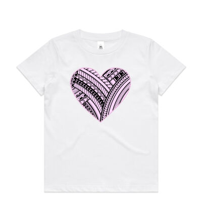 Pink Polynesian heart - Kids Youth T shirt Thumbnail