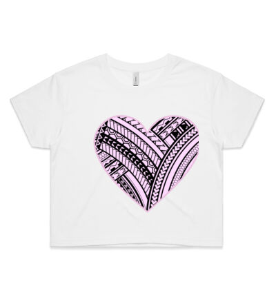 Pink Polynesian heart - Womens Crop Tee Thumbnail