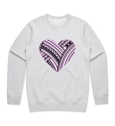 Pink Polynesian heart - Mens Premium Crew Thumbnail
