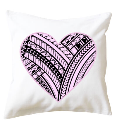 Pink Polynesian heart - Cushion cover Thumbnail