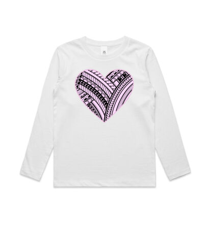 Pink Polynesian heart - Kids Longsleeve Tee Thumbnail