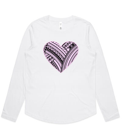 Pink Polynesian heart - Womens Curve Longsleeve Tee Thumbnail