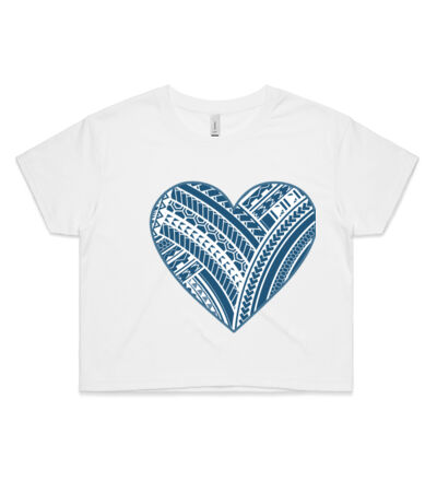 Green Polynesian heart - Womens Crop Tee Thumbnail