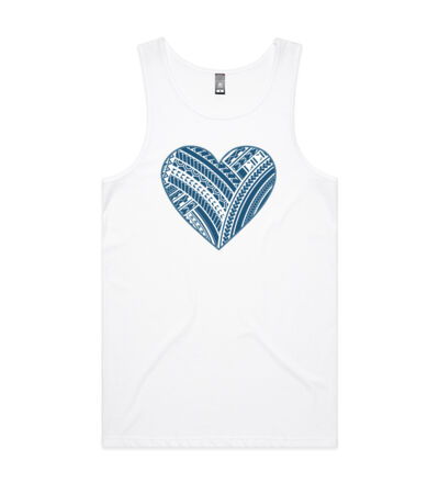 Green Polynesian heart - Mens Lowdown Singlet Thumbnail