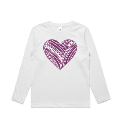 Purple Polynesian heart - Kids Longsleeve Tee Thumbnail