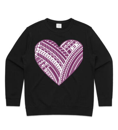 Purple Polynesian heart - Womens Premium Crew Thumbnail